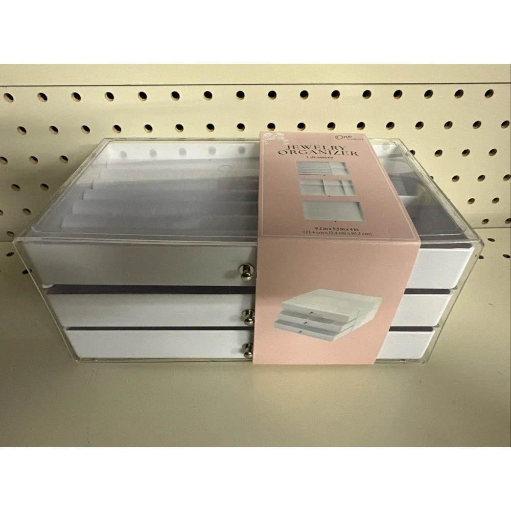 NEW ONE COUNT BRAND White‎ Plastic Jewelry Organizer 3 Drawer 9.2X5.3X4